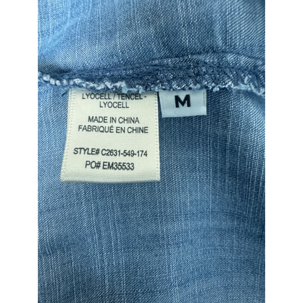 Anthro Cloth & Stone Chambray Blue Button Down Shirt Light Wash Western Rodeo M - Picture 9 of 10
